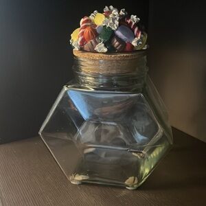 Whimsical hexagon old fashioned Candy Jar